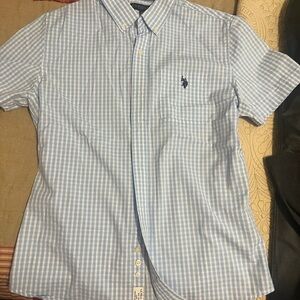 U.S. Polo Assn. Men's Light Blue Checkered Shirt